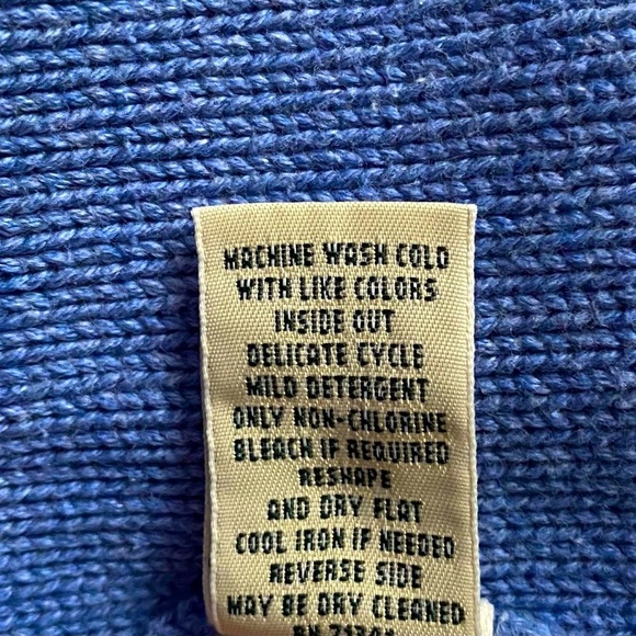 LL BEAN | Women’s Cotton Fisherman Cable Knit Turtleneck Sweater in Blue Size L - Picture 8 of 9